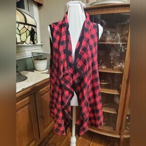 Twenty second red and white Buffalo plaid a symmetrical waterfall vest